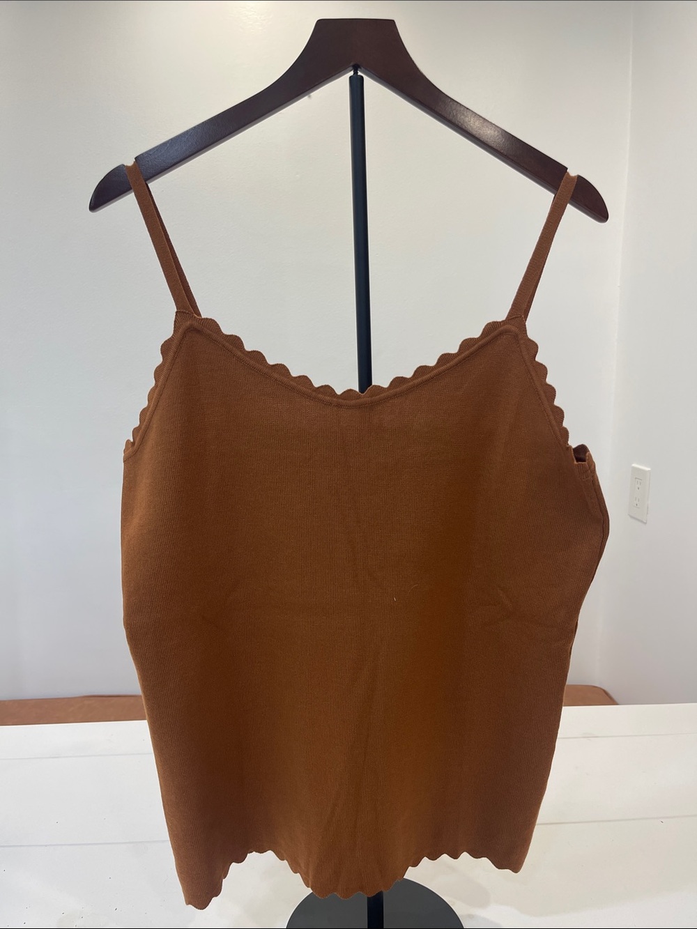 Women’s Scallop Trim Brown Camisole